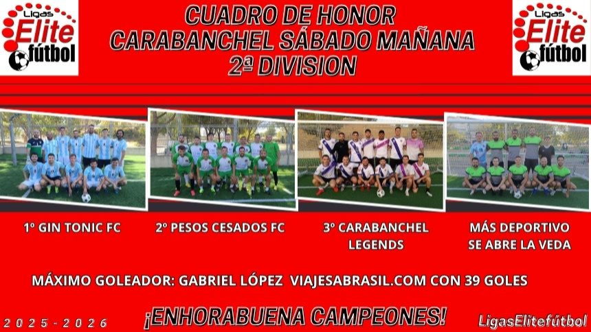 CUADRO DE HONOR. CARABANCHEL SÁBADO MAÑANA 2ª DIVISIÓN